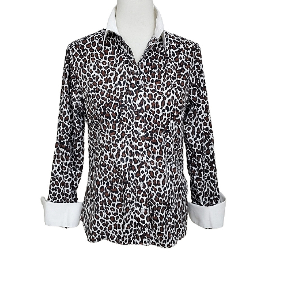 Lineage Leopard Print Button Down Dress Shirt